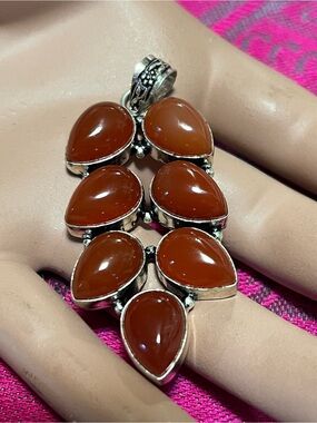 Silver Plated Carnelian Pendant